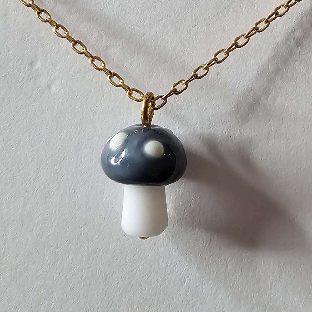 Madewell Gold and Blue Mushroom Necklace NWT - Picture 9 of 9